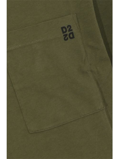 Set di 2 T-shirt Loose Fit in cotone con piccolo logo D2 Military Green/Black DSQUARED2 | S74GD1523 D20106962